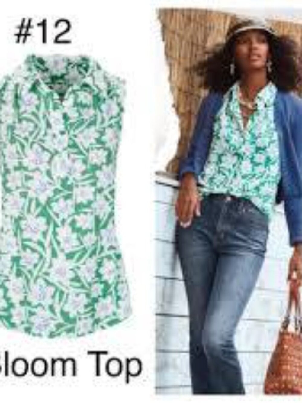 Cabi New NWT Bloom Top #6099 Green w white flowers Size XS